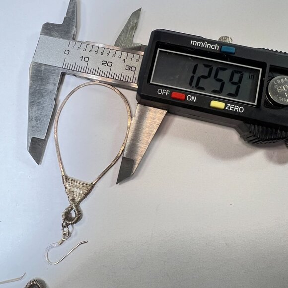 Teardrop 925 Silver Wire Wrapped Earrings Lightweight Statement Jewelry Artisan - Picture 5 of 5